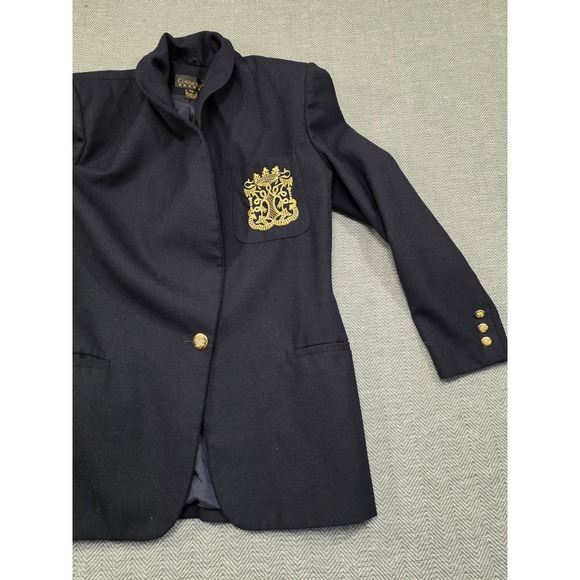 Classiques Entier Navy Wool Blazer Gold Crest Button Vintage Made in Japan XS - Picture 10 of 13